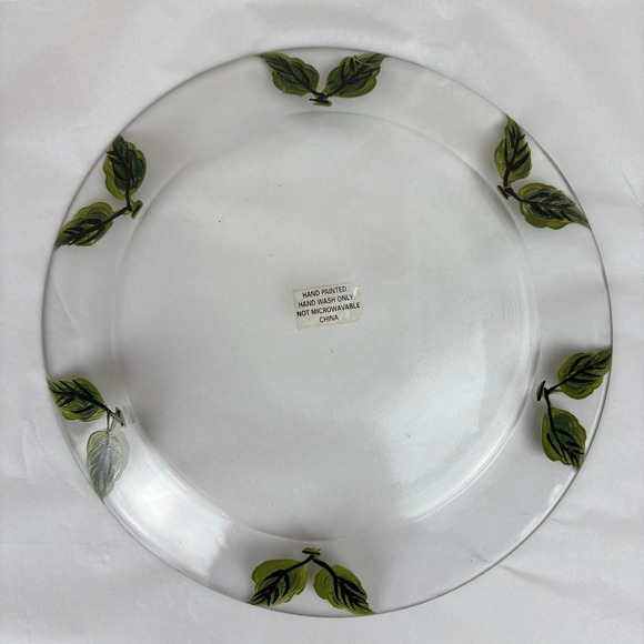 Hand-Painted Fruit Glass Cheese Dome & Plate • Cottage Garden Serveware - Picture 6 of 11